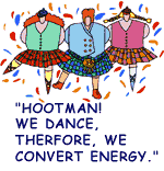 Scottish dancers converting energy